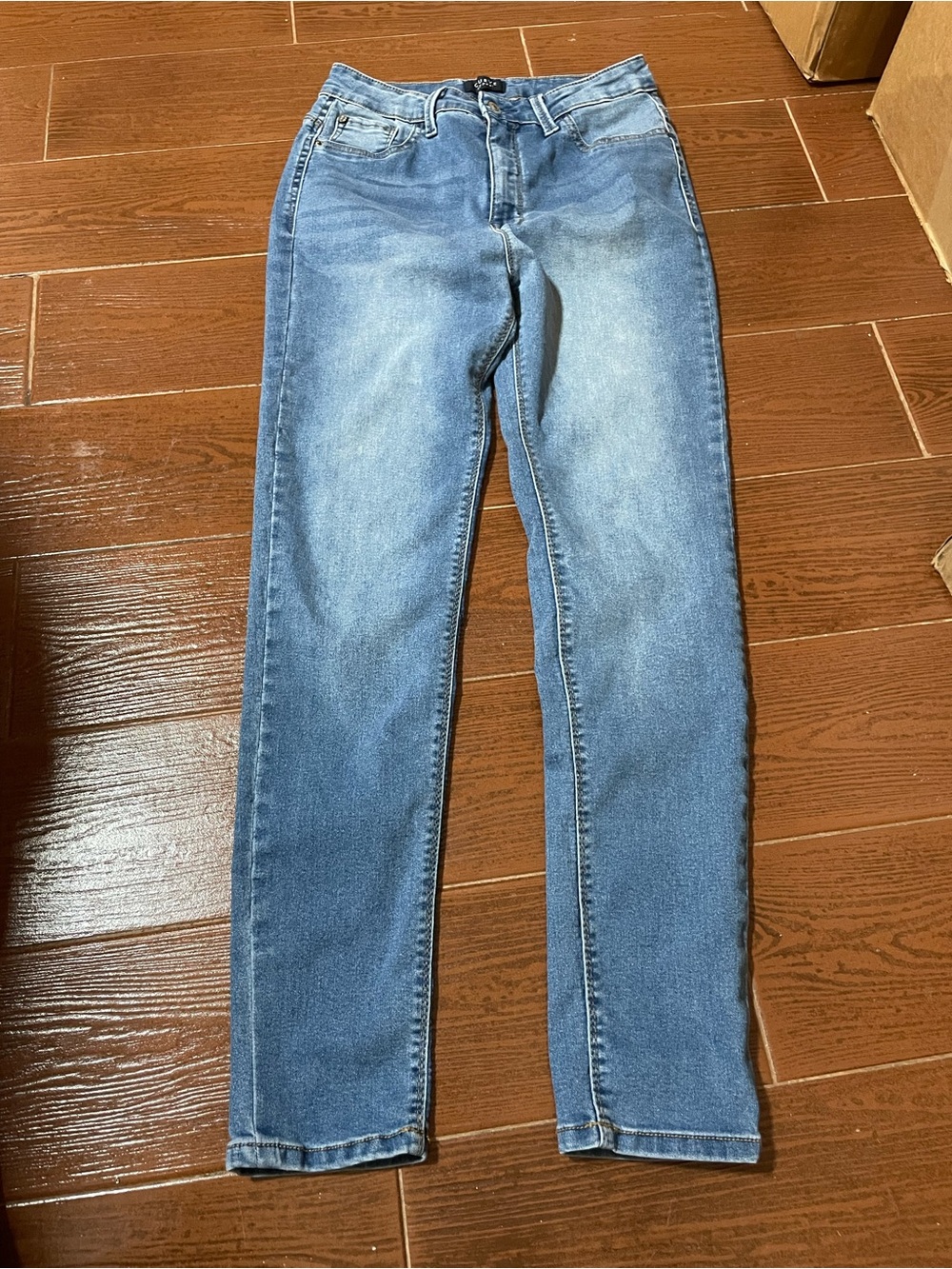 Curve Appeal high rise skinny blue jeans 8 cotton spandex stretch denim med wash - Picture 2 of 10